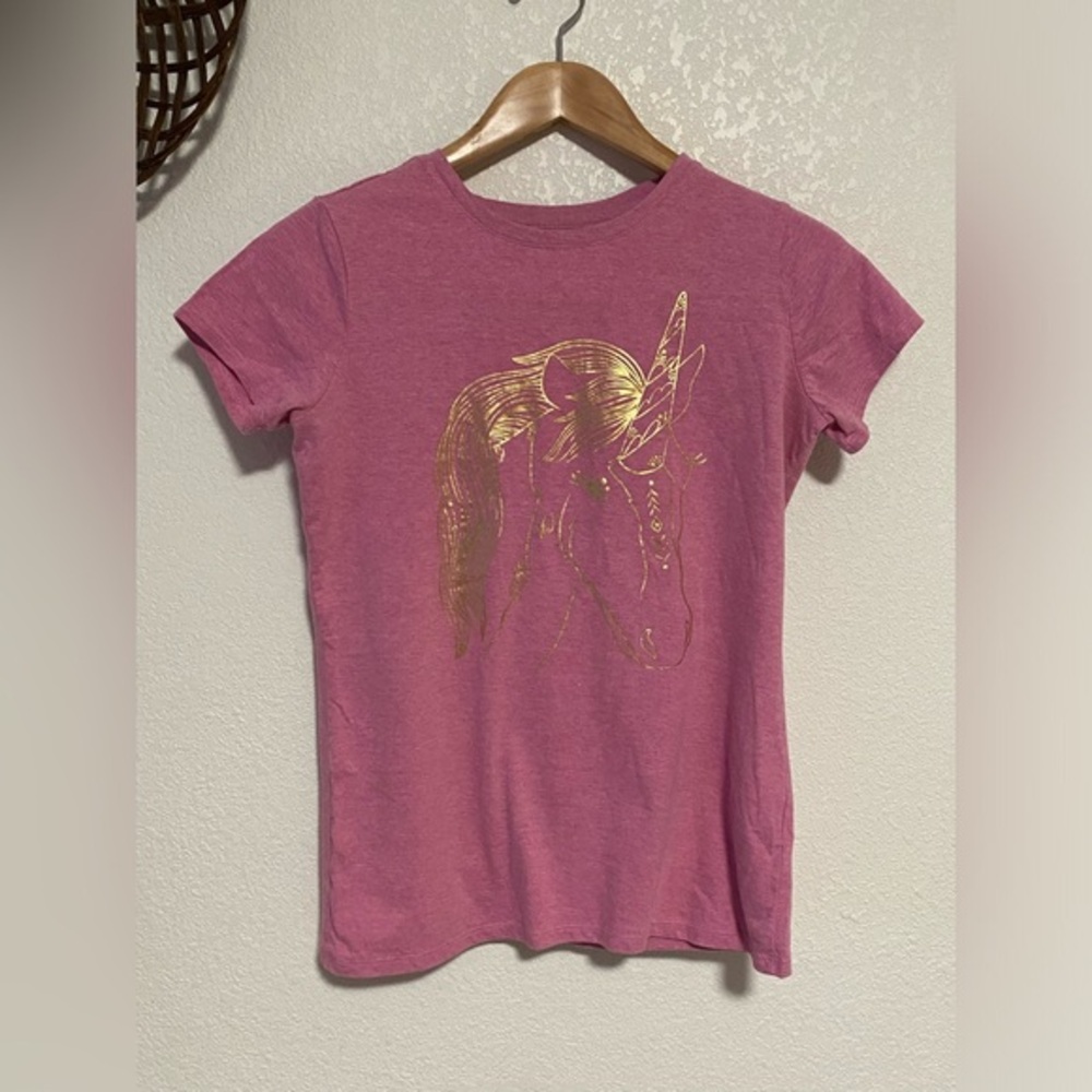 Cat & Jack Light Purple Tshirt Gold Unicorn